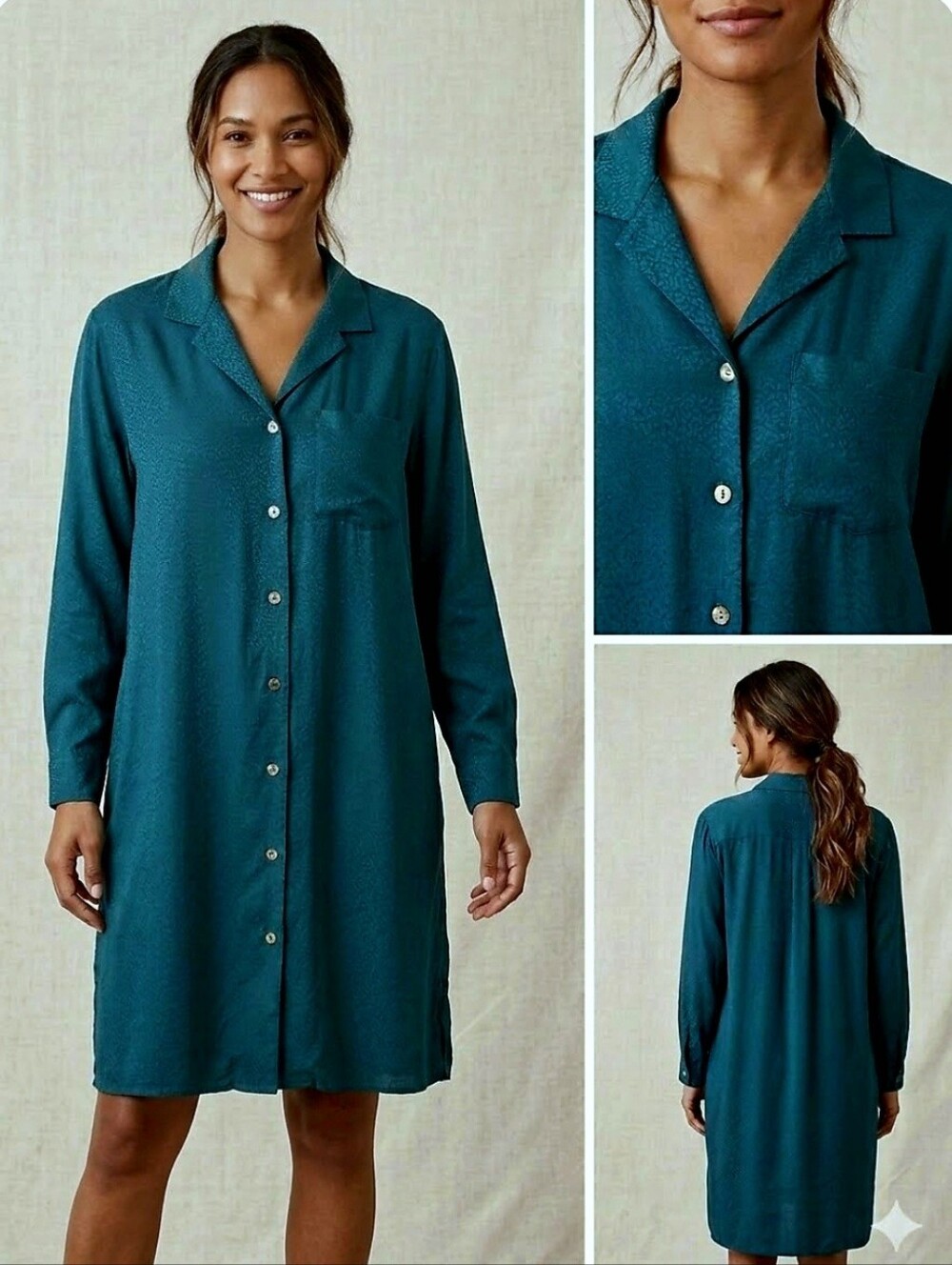 The Territory Ahead Dress, Size M, Teal Blue, 100% Silk, Buttonfront